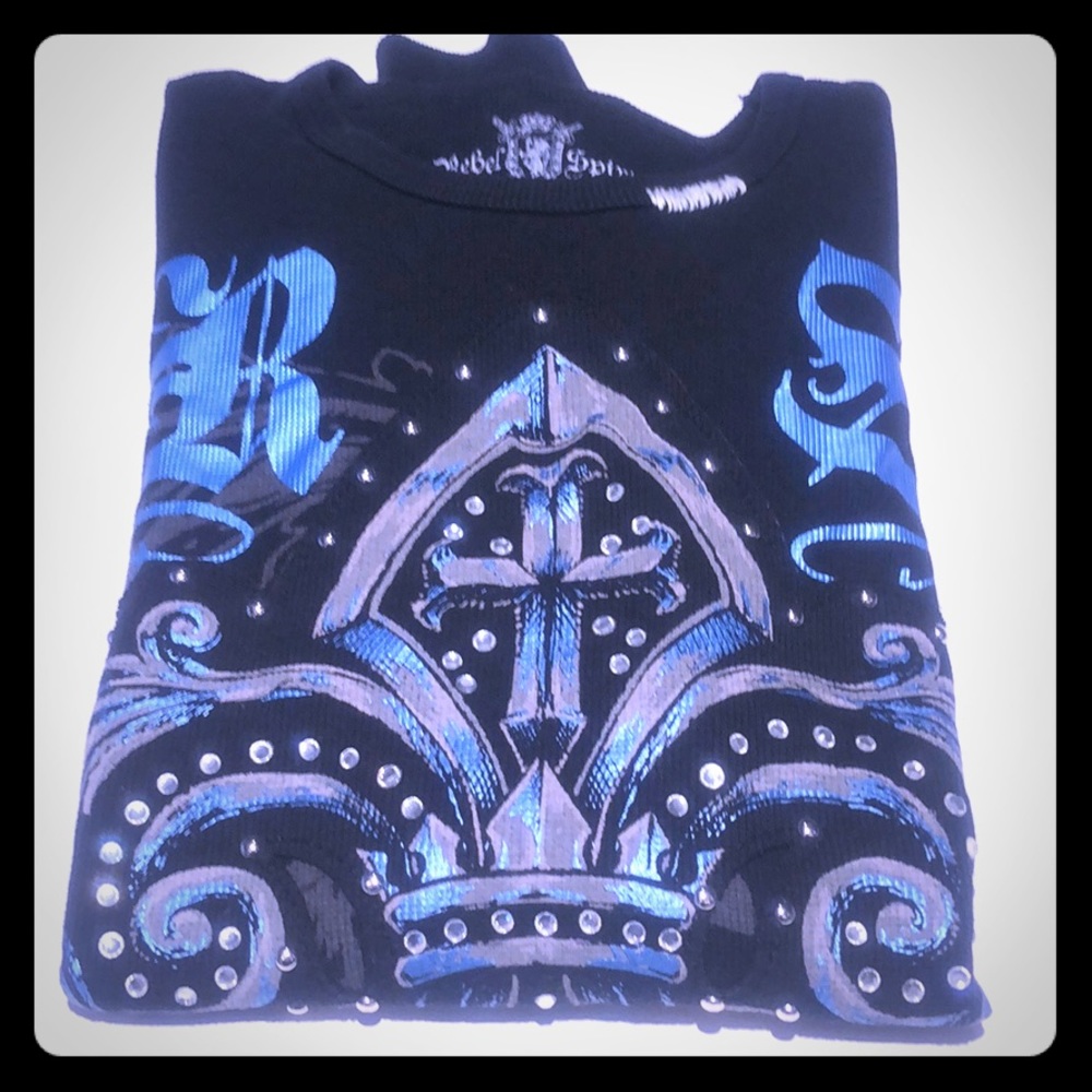 Rebel Spirit men’s XXL BLK / BLUE long sleeve